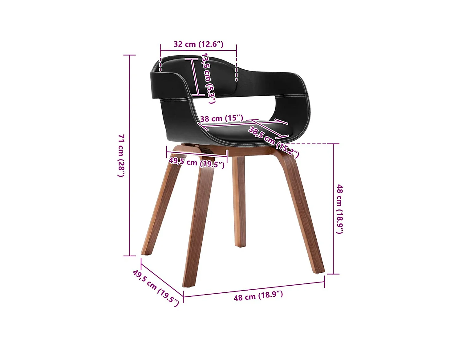 Chaise à manger Bois courbé et similicuir