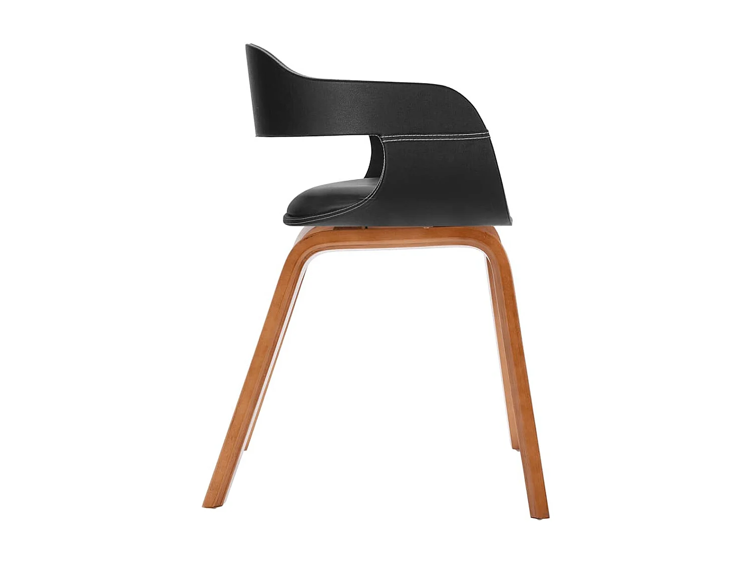 Silla de comedor de madera curvada y polipiel.