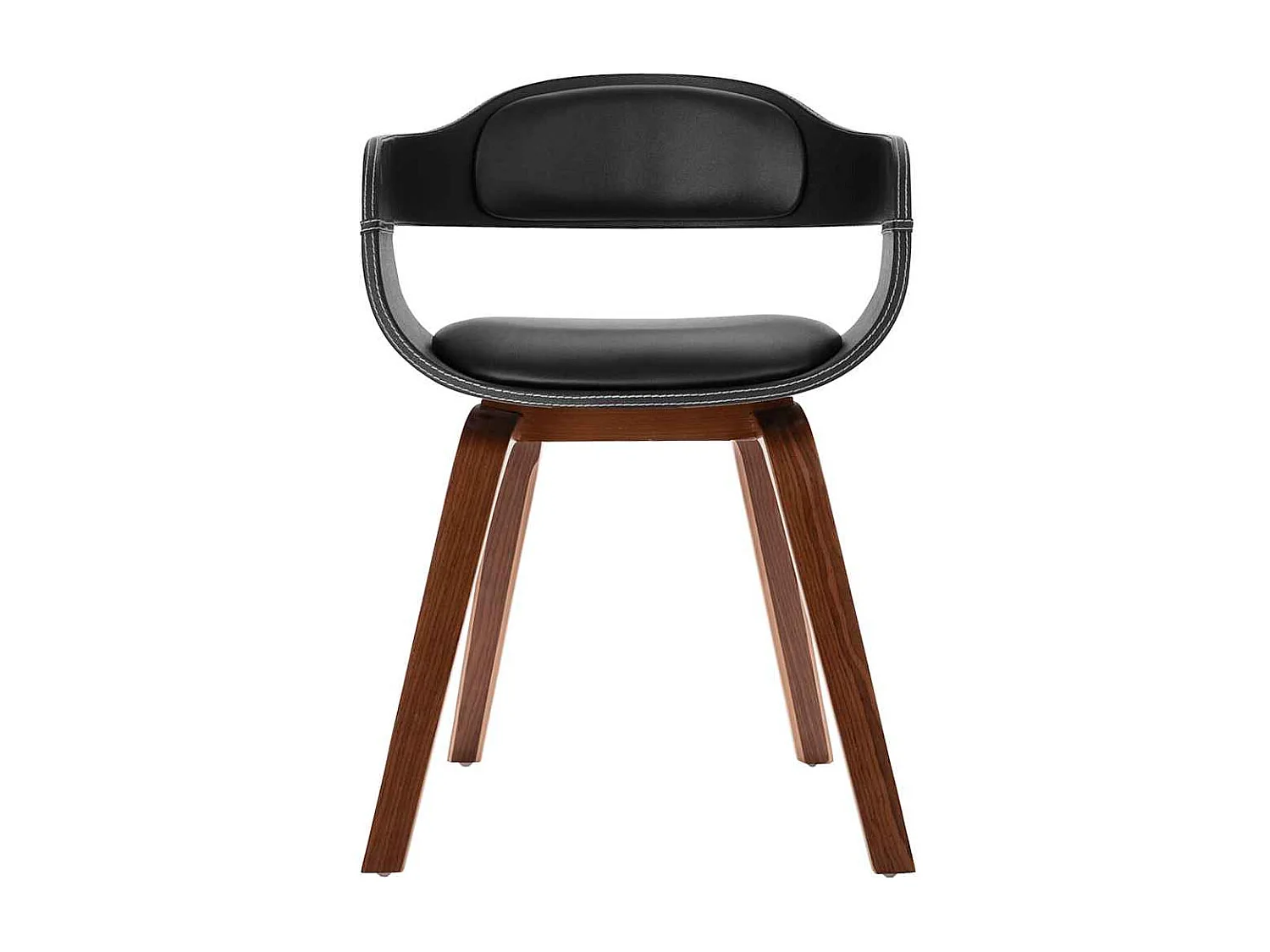 Silla de comedor de madera curvada y polipiel.