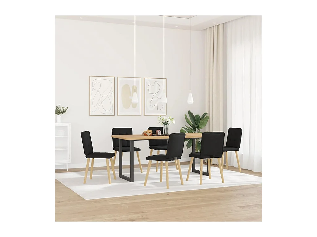 Chaises à manger lot de 6 noir tissu