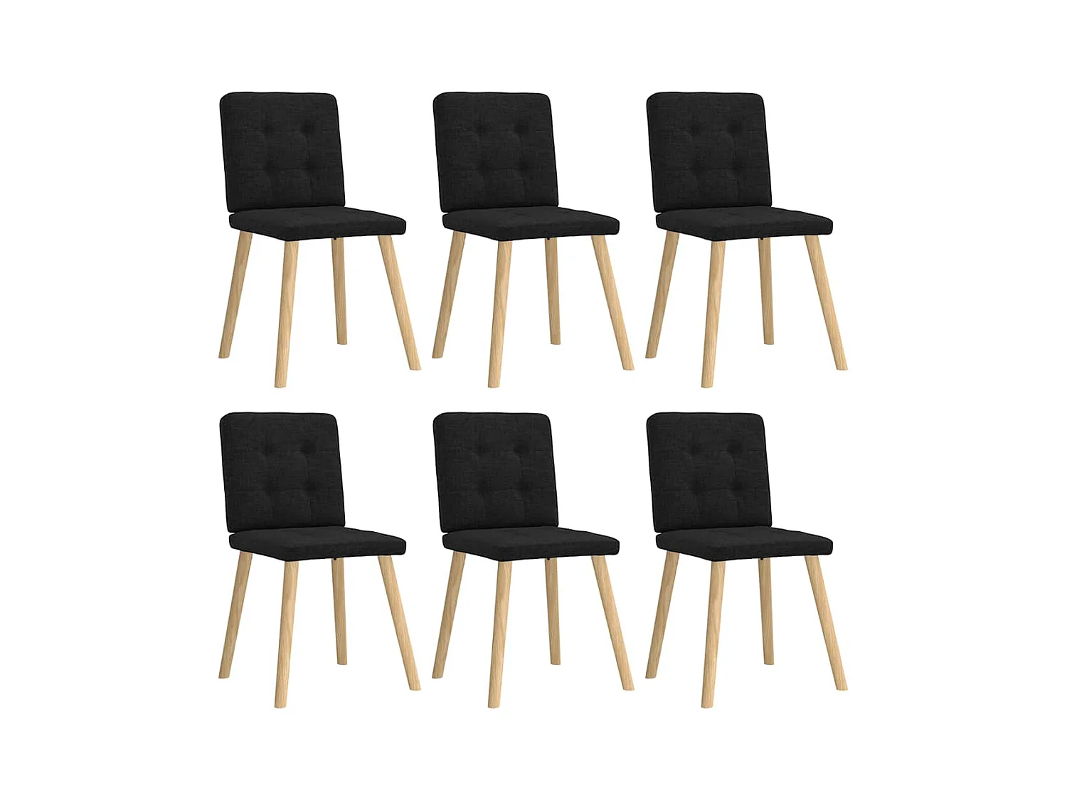 Chaises à manger lot de 6 noir tissu