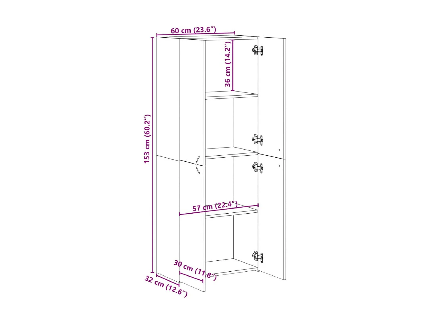 Archivador de roble Sonoma 60x32x153 cm madera de ingeniería