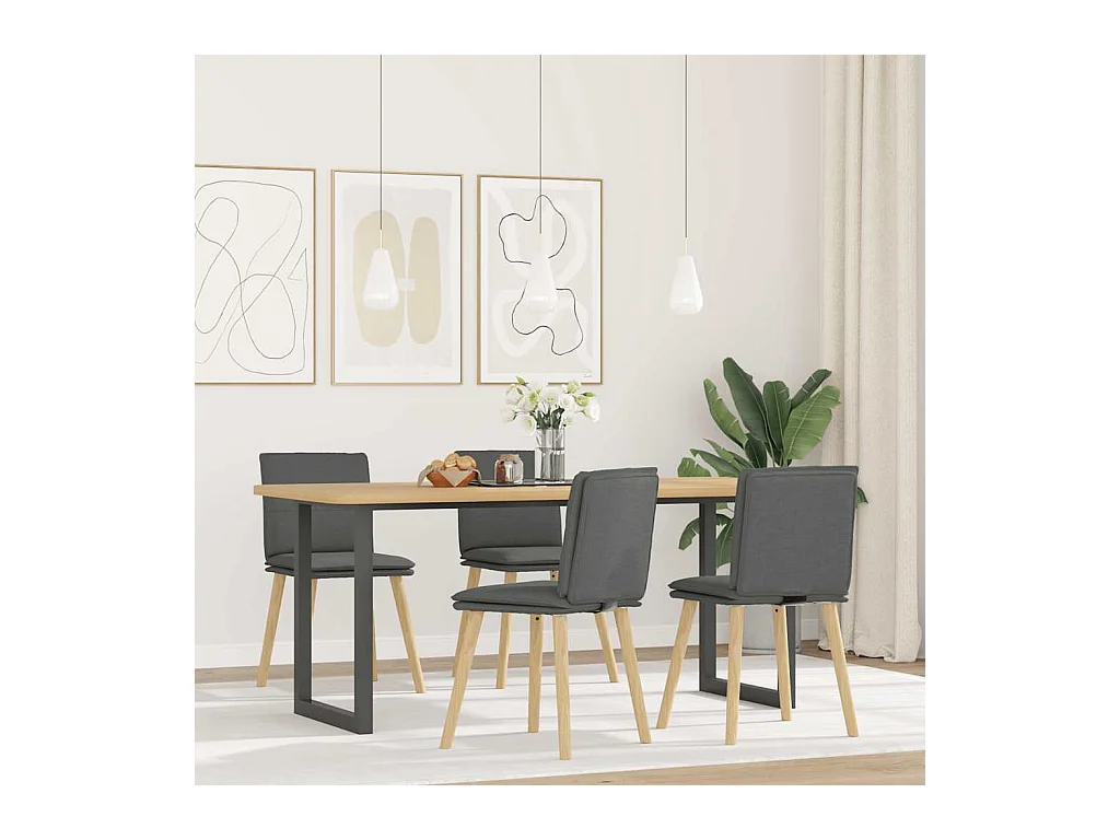 Eetkamerstoelen set van 4 donkergrijze stof