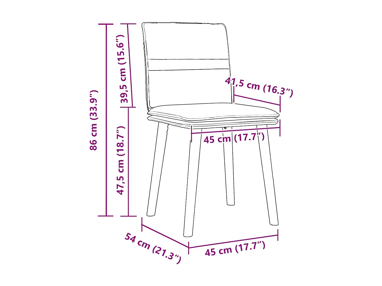 Eetkamerstoelen set van 4 donkergrijze stof