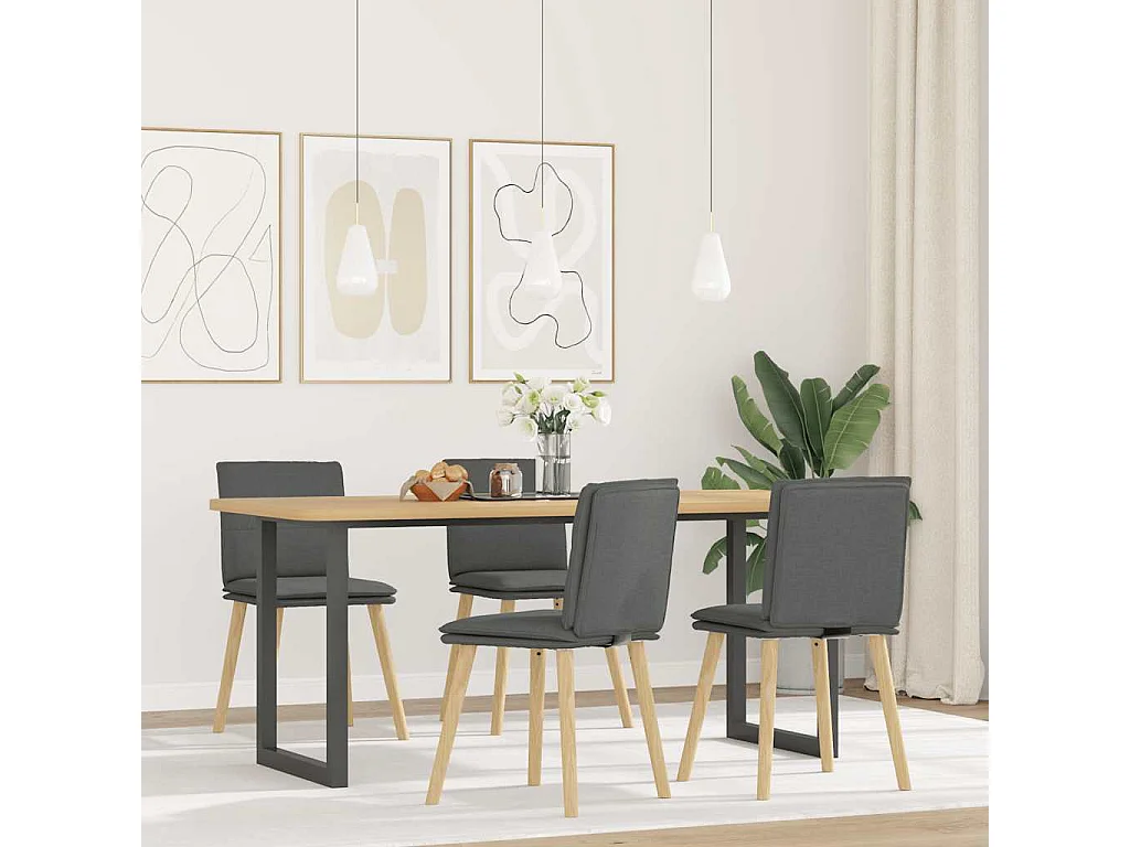 Eetkamerstoelen set van 4 donkergrijze stof