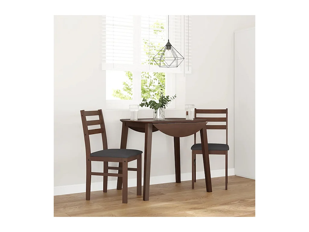 Chaises à manger coussins 2 pcs marron bois massif caoutchouc