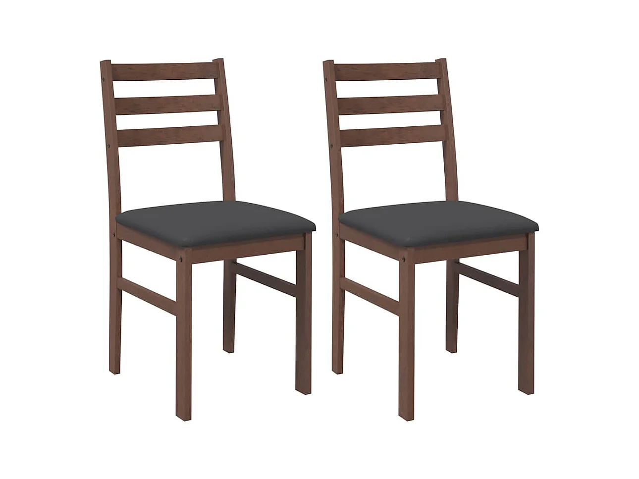 Chaises à manger coussins 2 pcs marron bois massif caoutchouc