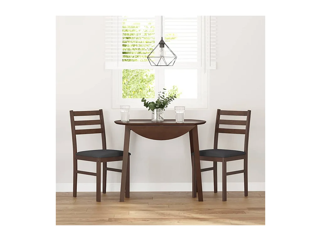 Chaises à manger coussins 2 pcs marron bois massif caoutchouc