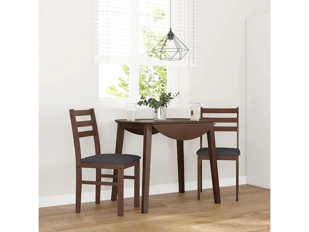 Chaises à manger coussins 2 pcs marron bois massif caoutchouc