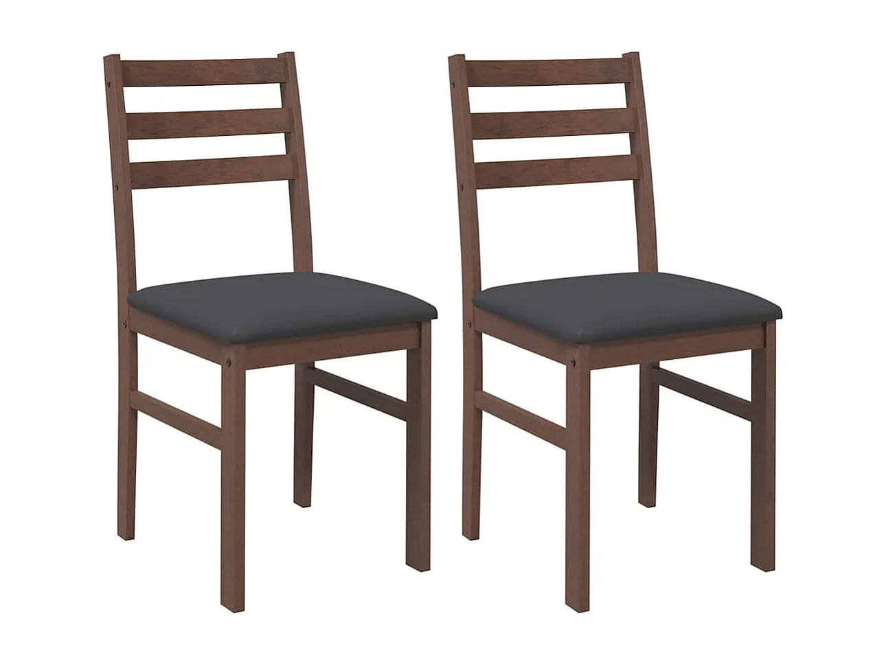 Chaises à manger coussins 2 pcs marron bois massif caoutchouc