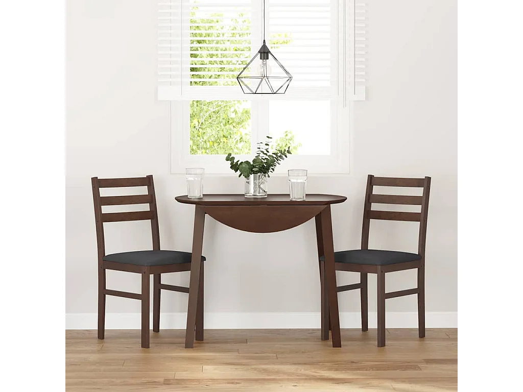 Chaises à manger coussins 2 pcs marron bois massif caoutchouc