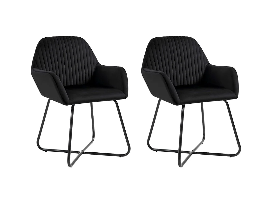 Chaises à manger lot de 2 Noir Velours
