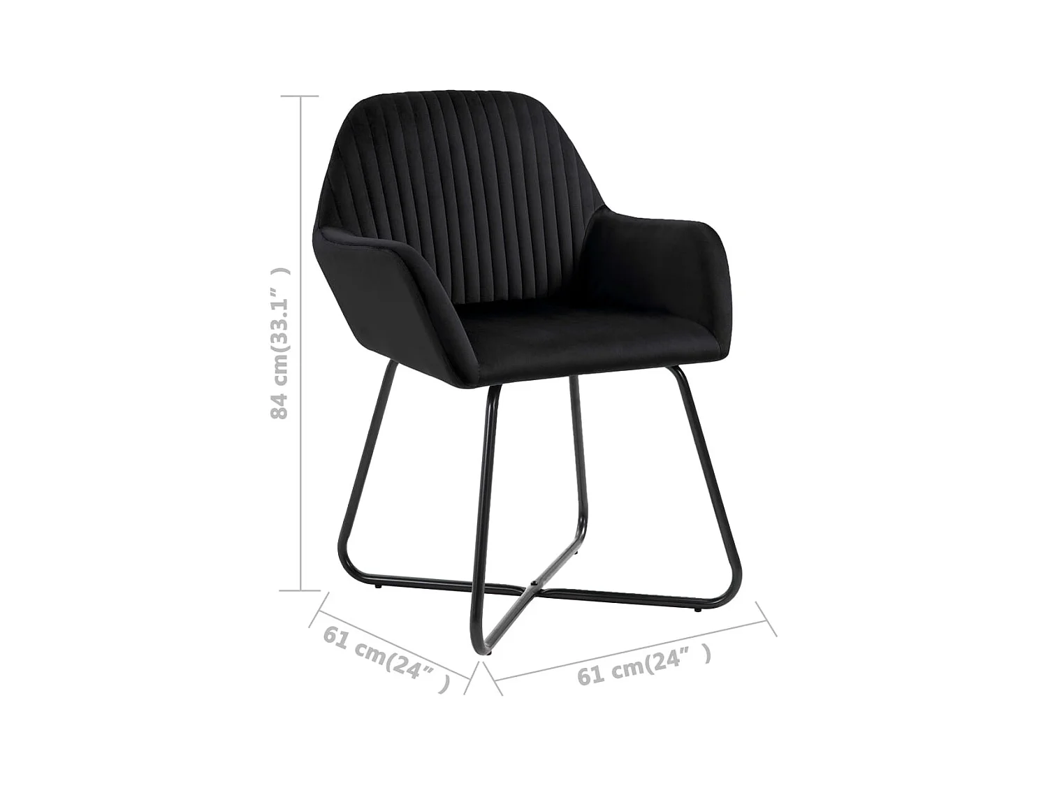 Chaises à manger lot de 2 Noir Velours