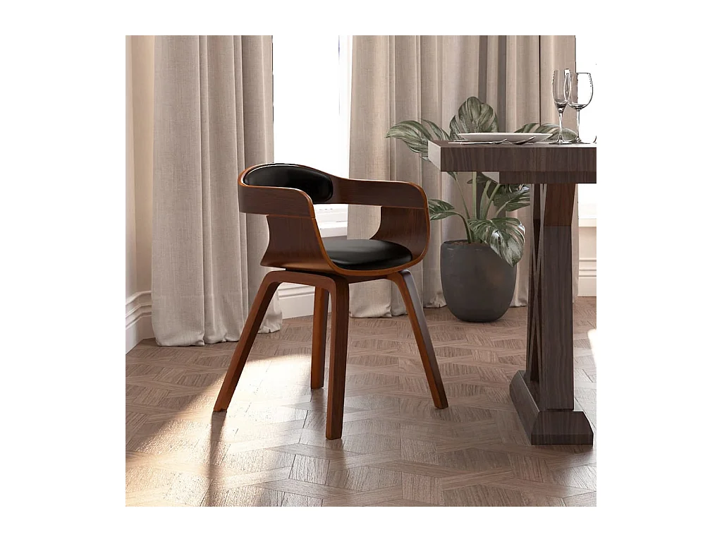 Chaise à manger Noir Bois courbé et similicuir