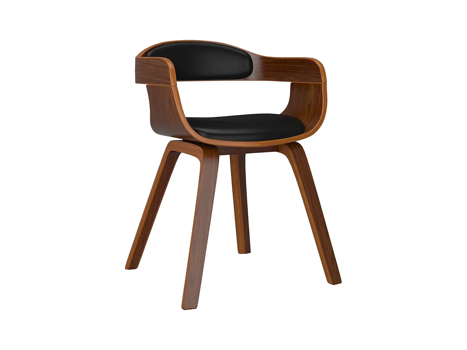 Chaise à manger Noir Bois courbé et similicuir