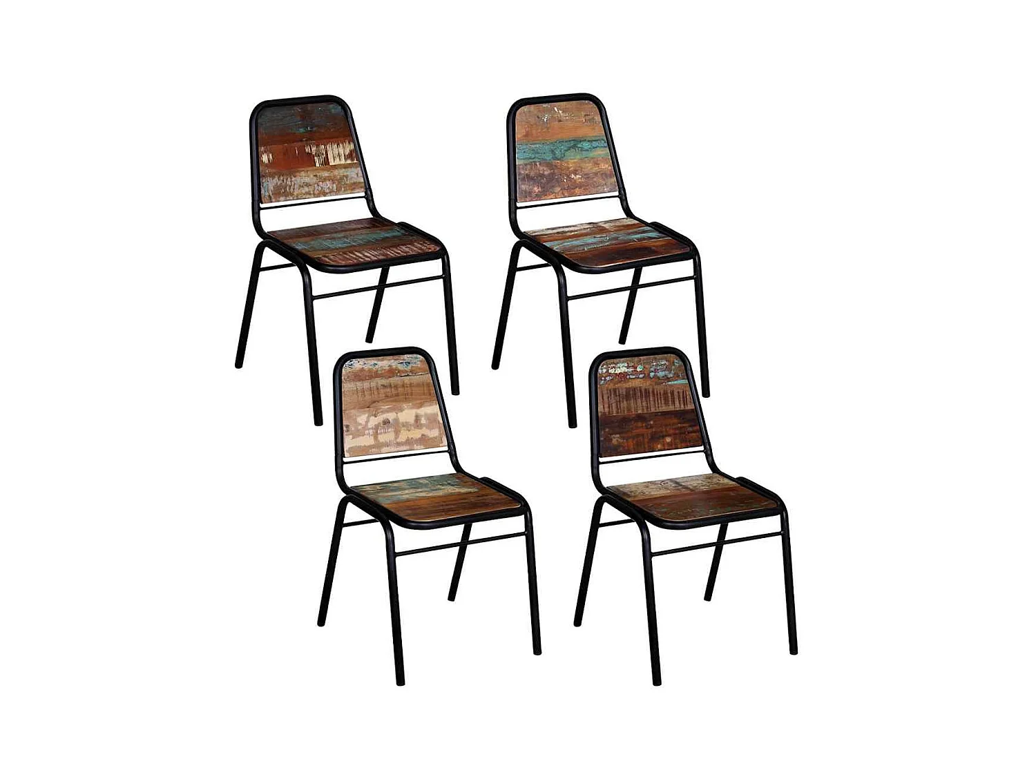 Chaises à manger lot de 4 bois de récupération solide