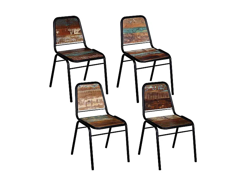 Chaises à manger lot de 4 bois de récupération solide