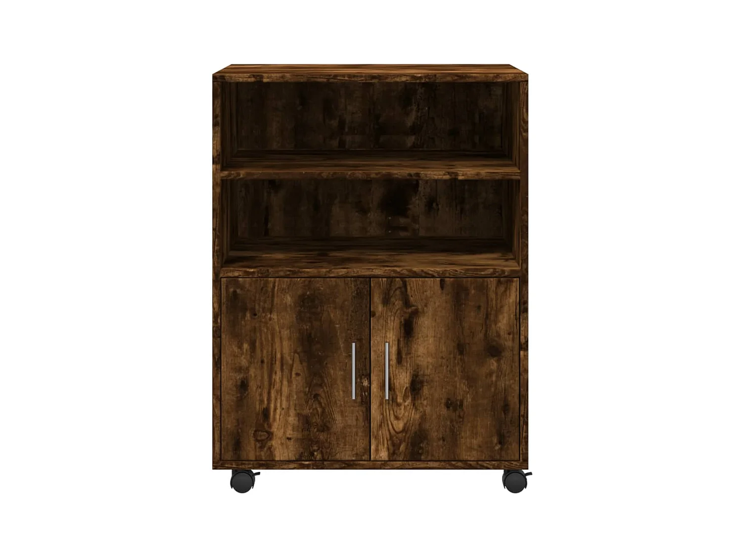 Mobiletto con ruote in rovere affumicato 60x48x81 cm in legno ingegnerizzato