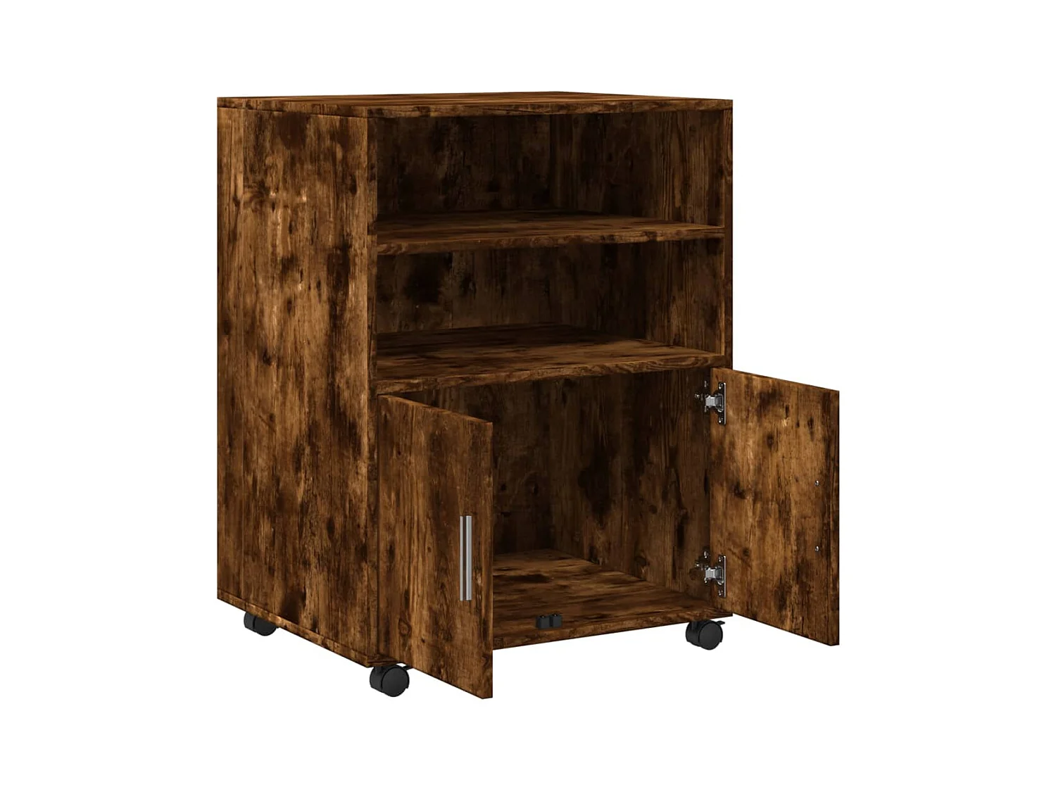 Mobiletto con ruote in rovere affumicato 60x48x81 cm in legno ingegnerizzato