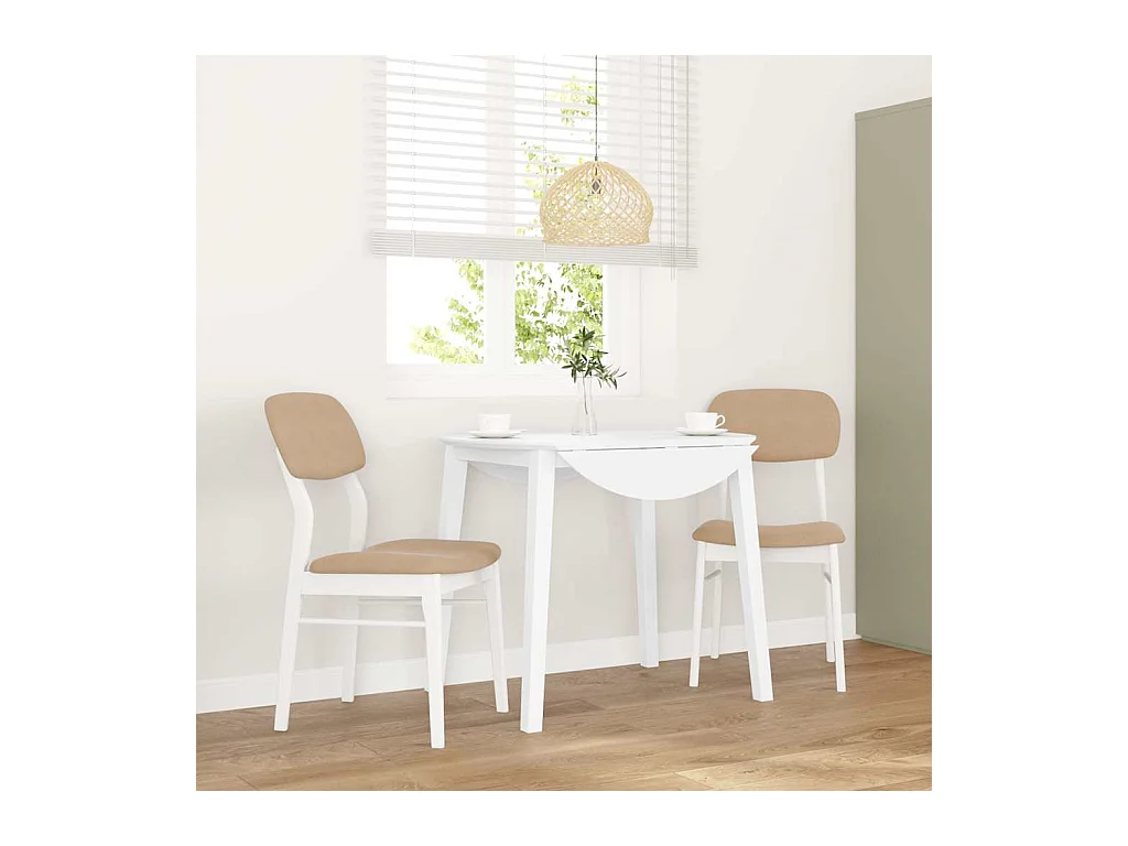 Chaises à manger coussins 2 pcs blanc bois massif caoutchouc
