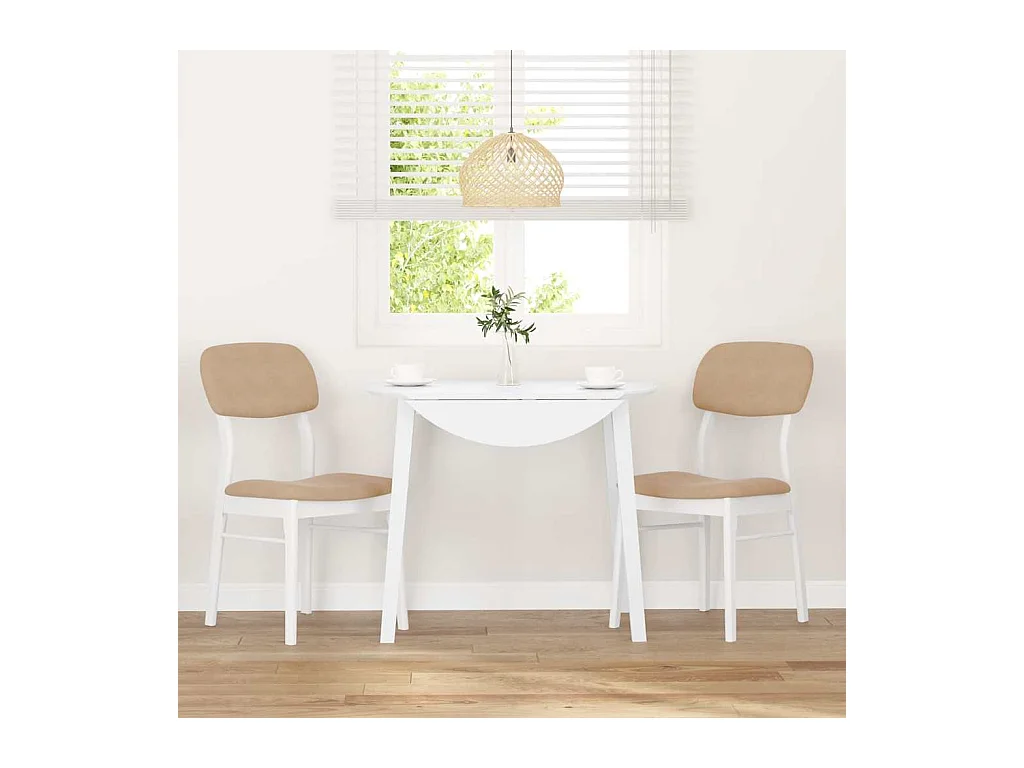 Chaises à manger coussins 2 pcs blanc bois massif caoutchouc