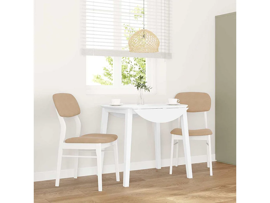 Chaises à manger coussins 2 pcs blanc bois massif caoutchouc