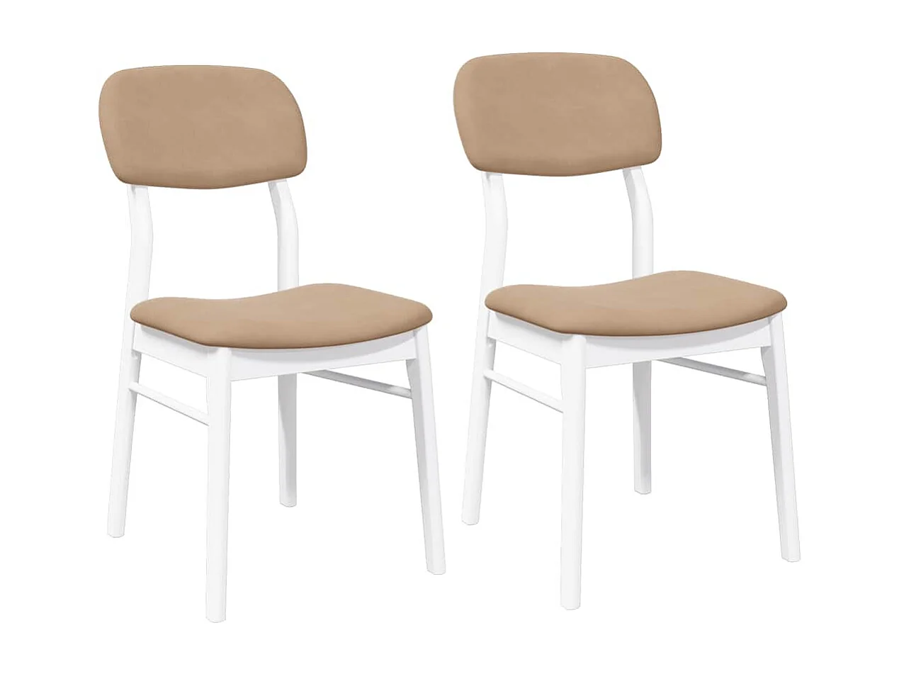 Chaises à manger coussins 2 pcs blanc bois massif caoutchouc