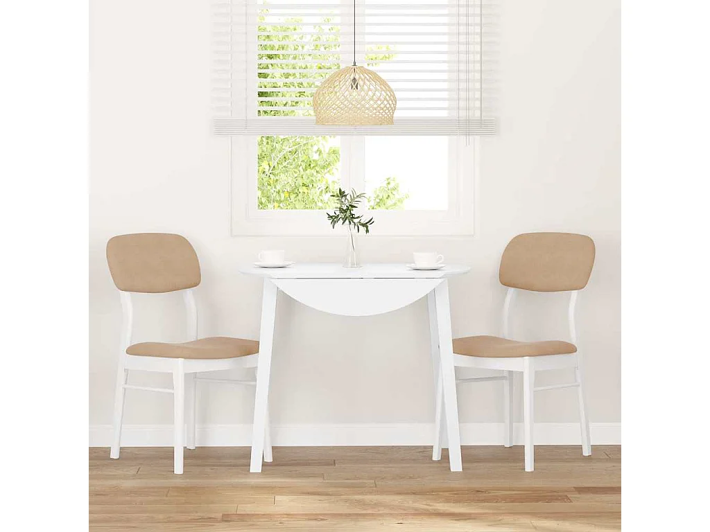 Chaises à manger coussins 2 pcs blanc bois massif caoutchouc