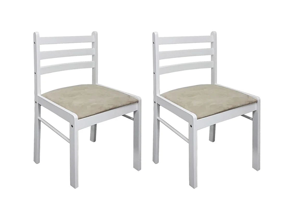 Chaises à manger lot de 2 blanc hévéa solide et velours