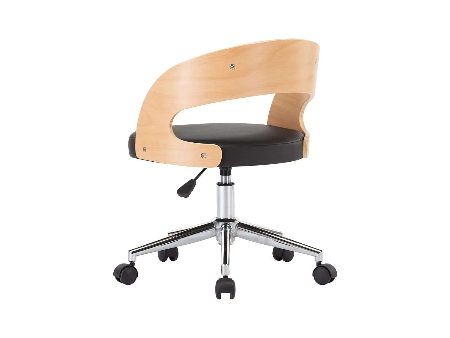 Chaise pivotante à manger Noir Bois courbé et similicuir