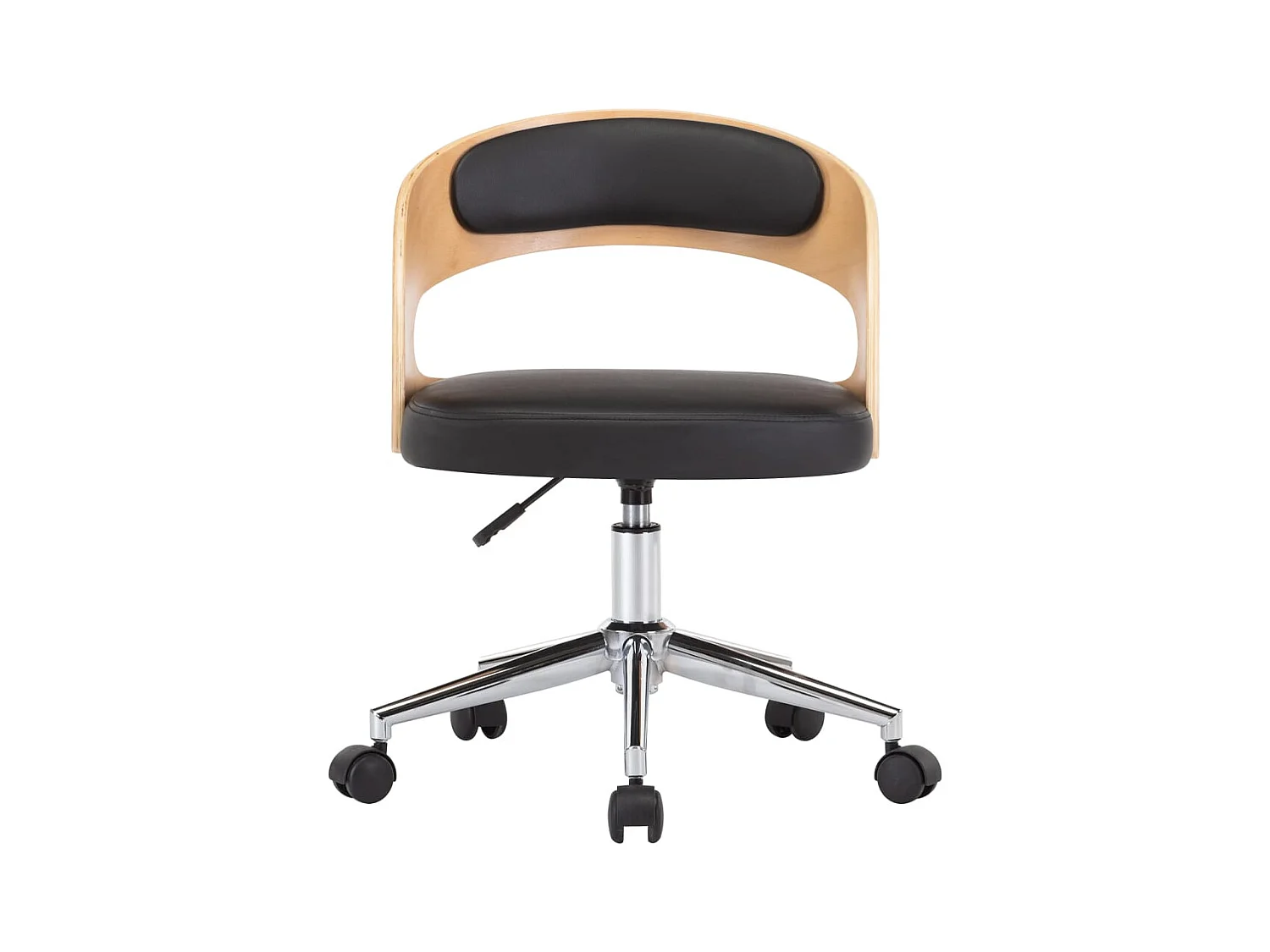 Chaise pivotante à manger Noir Bois courbé et similicuir