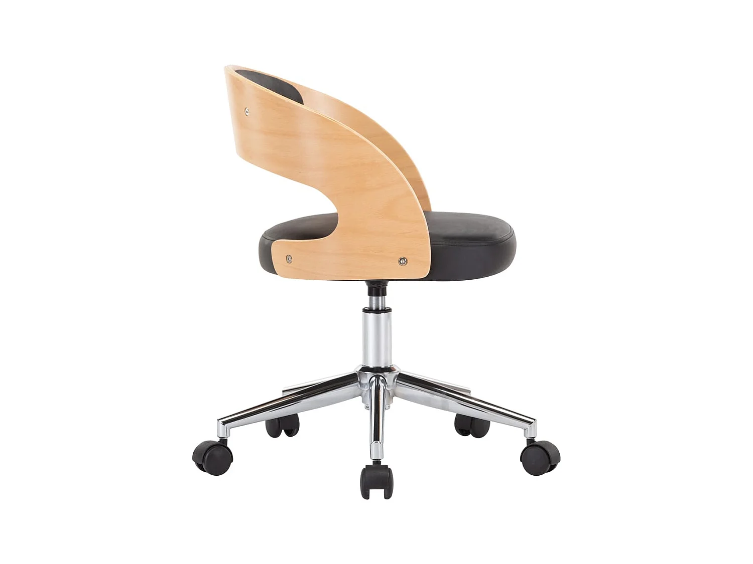 Chaise pivotante à manger Noir Bois courbé et similicuir