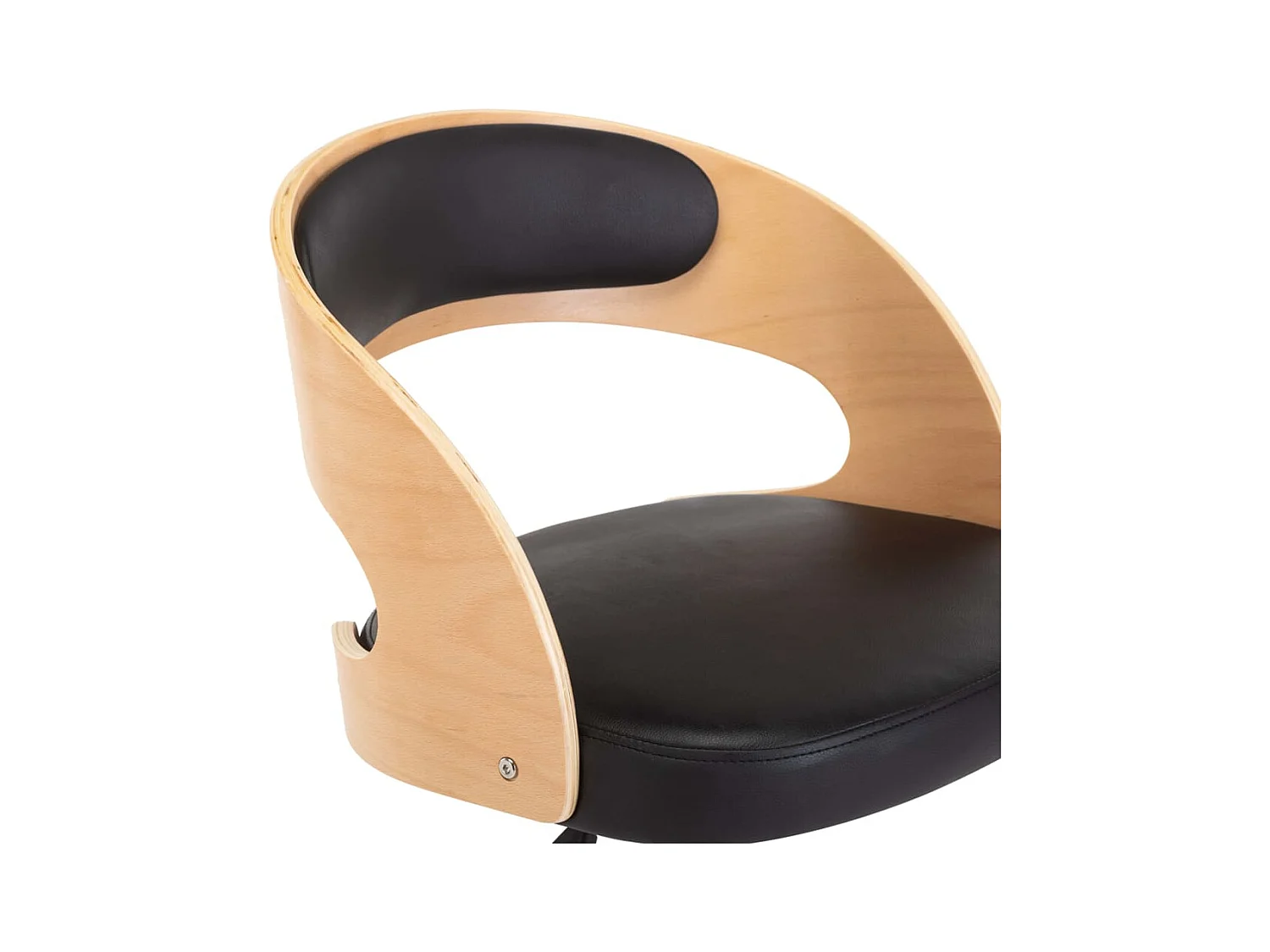 Chaise pivotante à manger Noir Bois courbé et similicuir