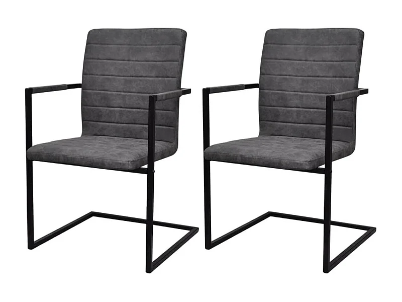Chaises à manger cantilever lot de 2 gris similicuir