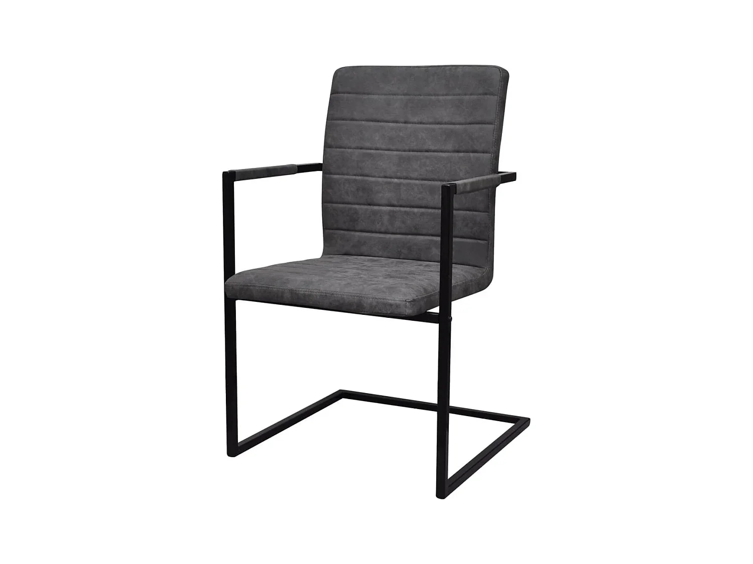 Juego de 2 sillas de comedor Cantilever de piel sintética gris