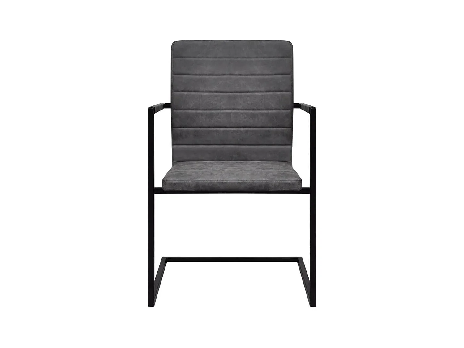 Juego de 2 sillas de comedor Cantilever de piel sintética gris