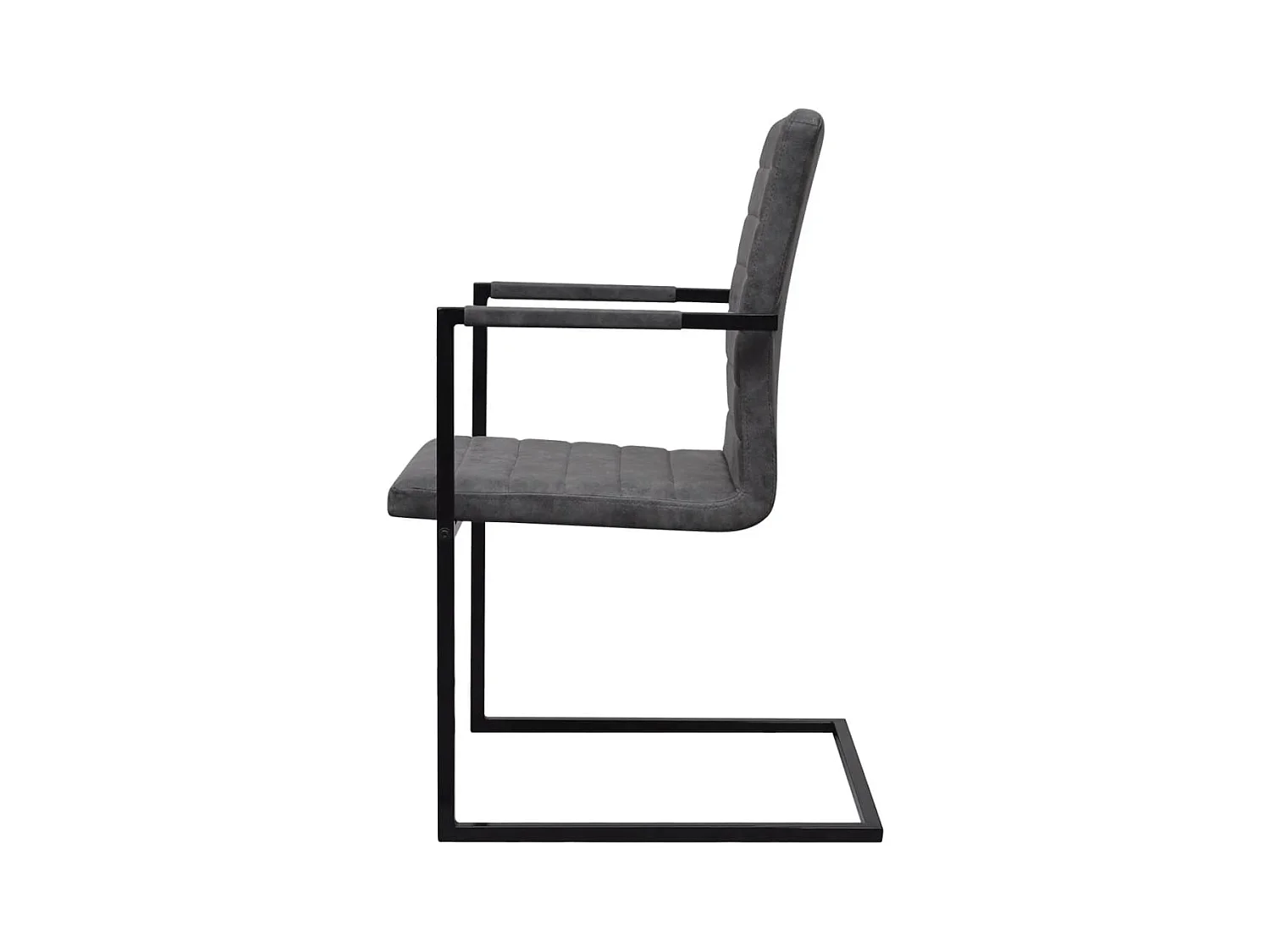 Juego de 2 sillas de comedor Cantilever de piel sintética gris