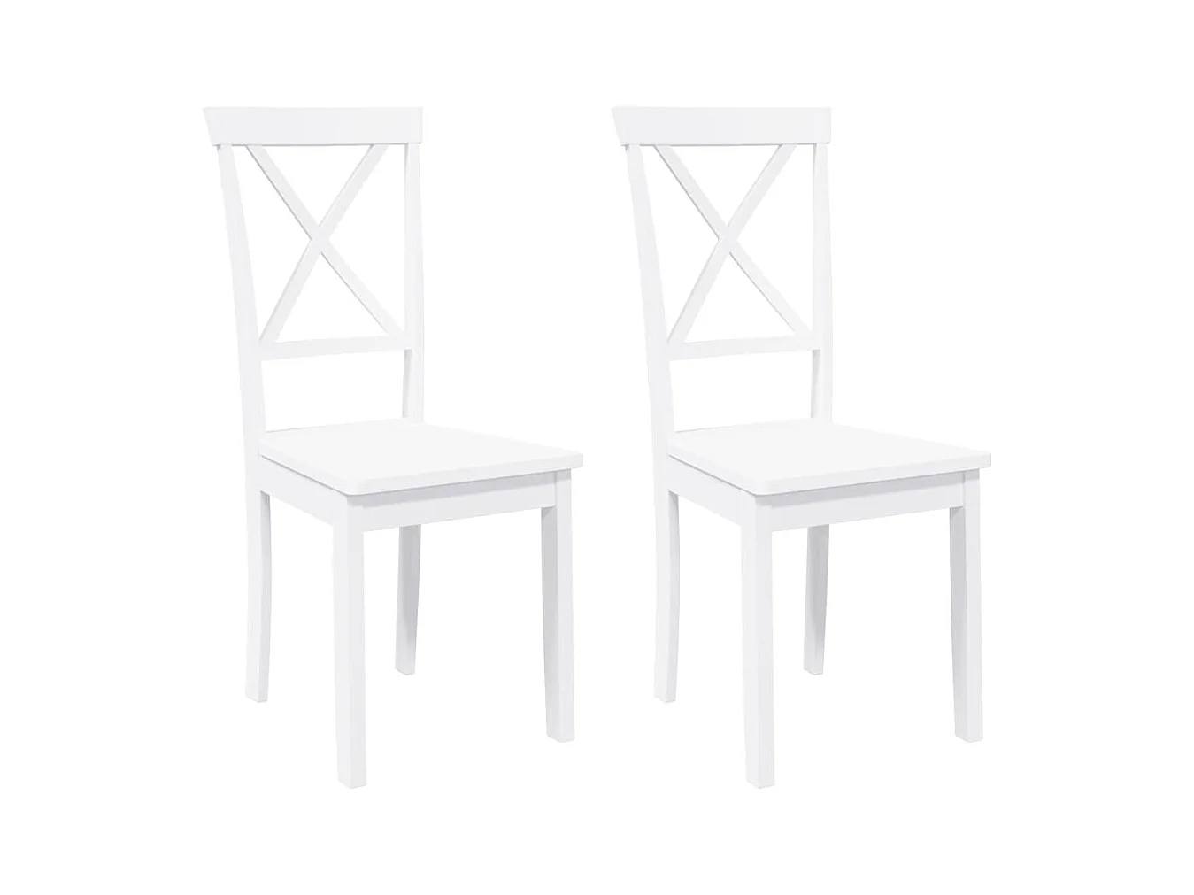 Chaises à manger 2 pcs blanc bois massif caoutchouc