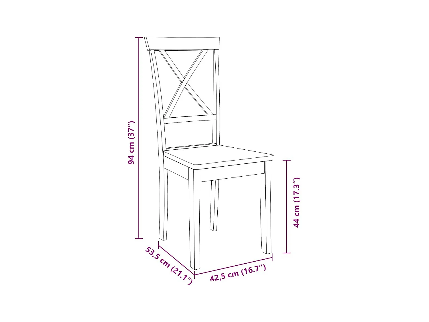 Chaises à manger 2 pcs blanc bois massif caoutchouc