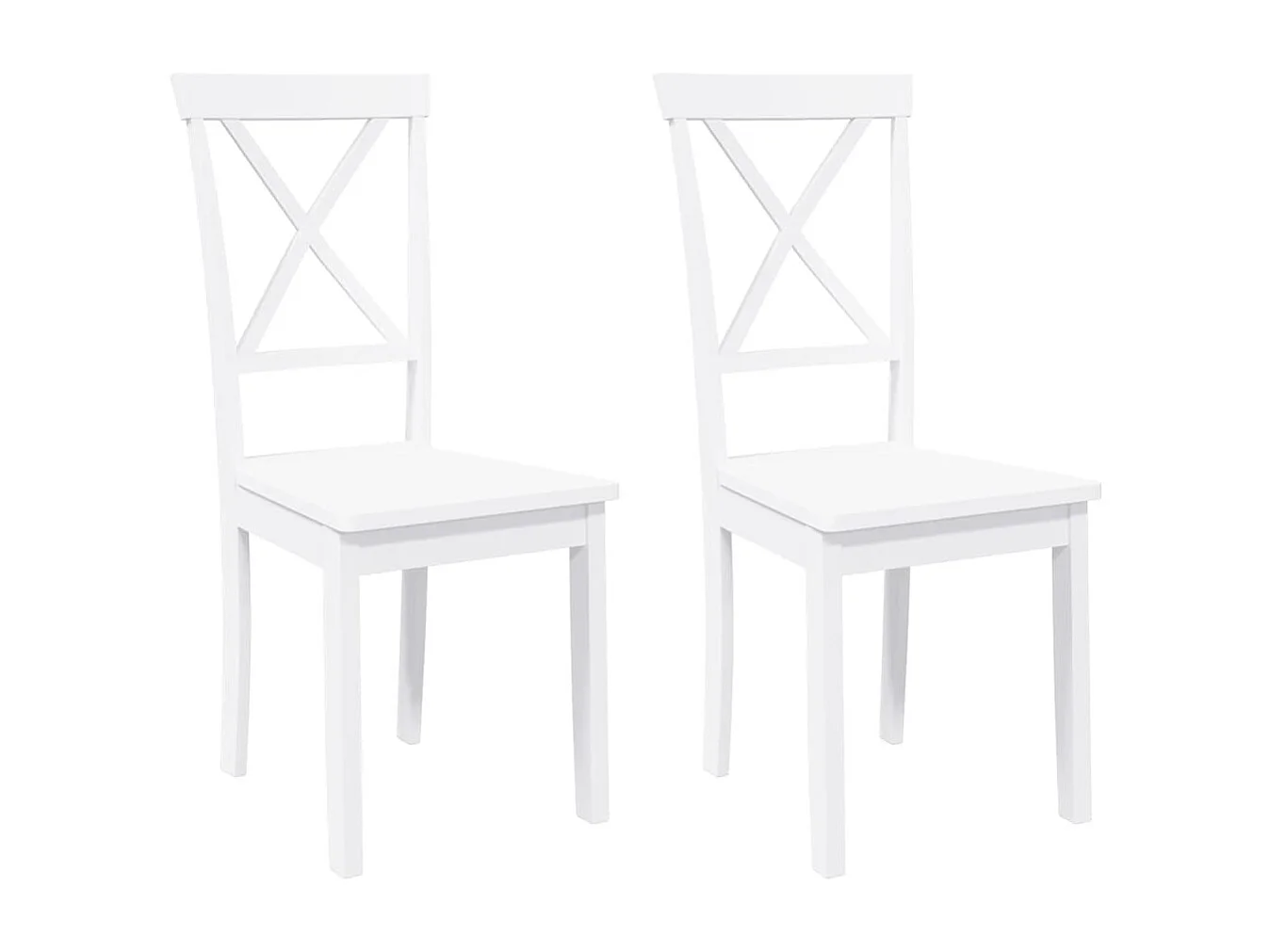 Sedie da pranzo 2 pezzi in legno massello di gomma bianco