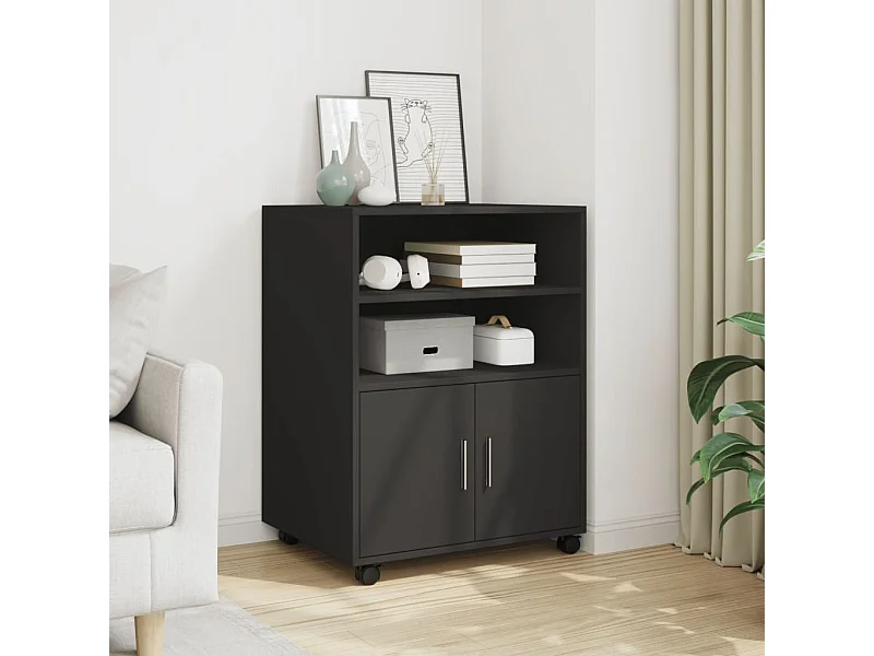 Zwarte rolkast 60x48x81 cm bewerkt hout