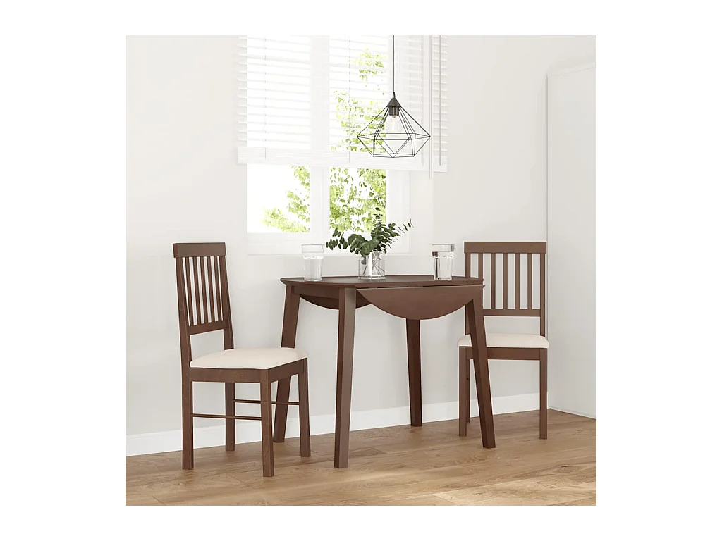 Chaises à manger coussins 2 pcs marron bois massif caoutchouc