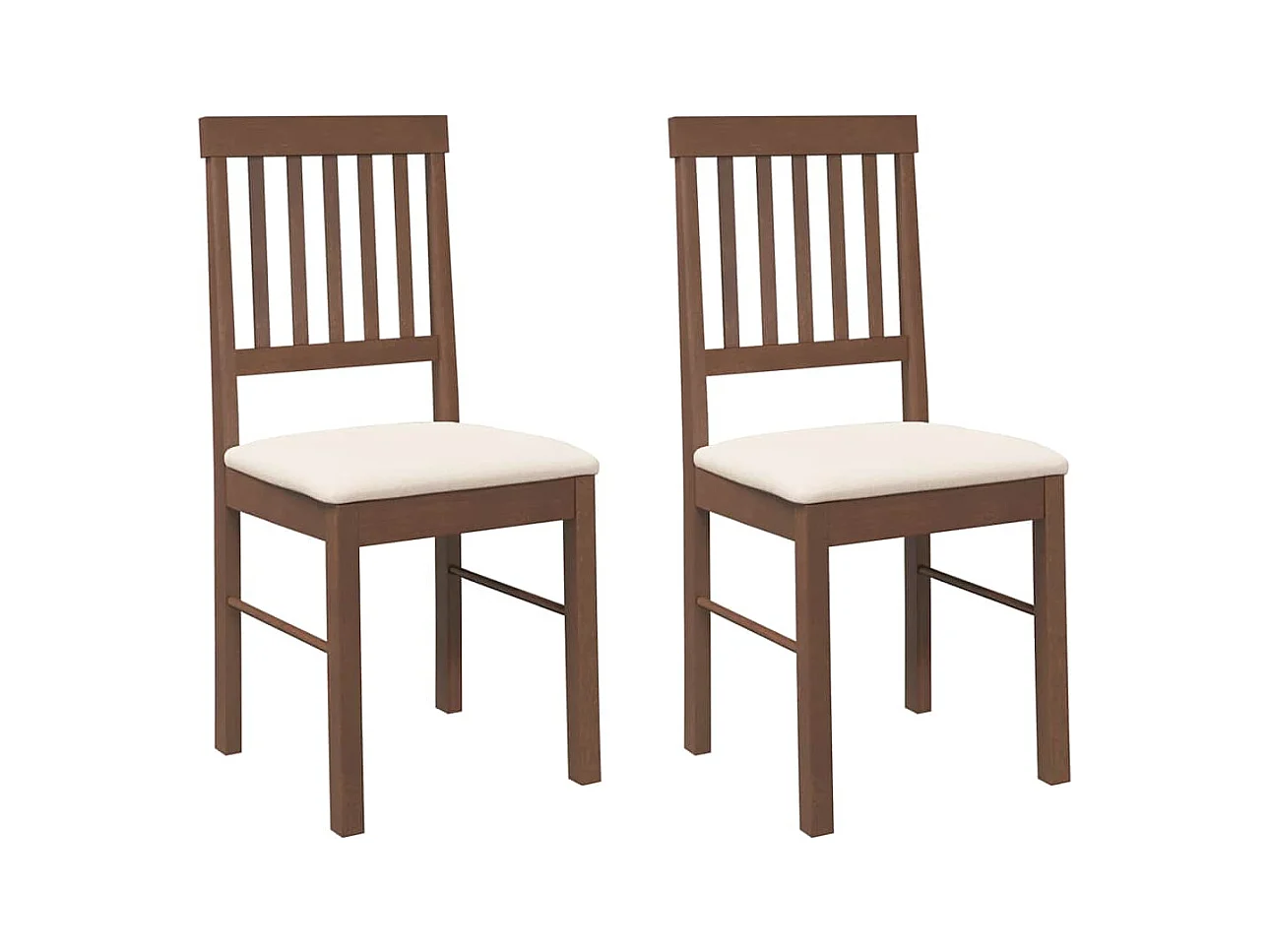 Chaises à manger coussins 2 pcs marron bois massif caoutchouc