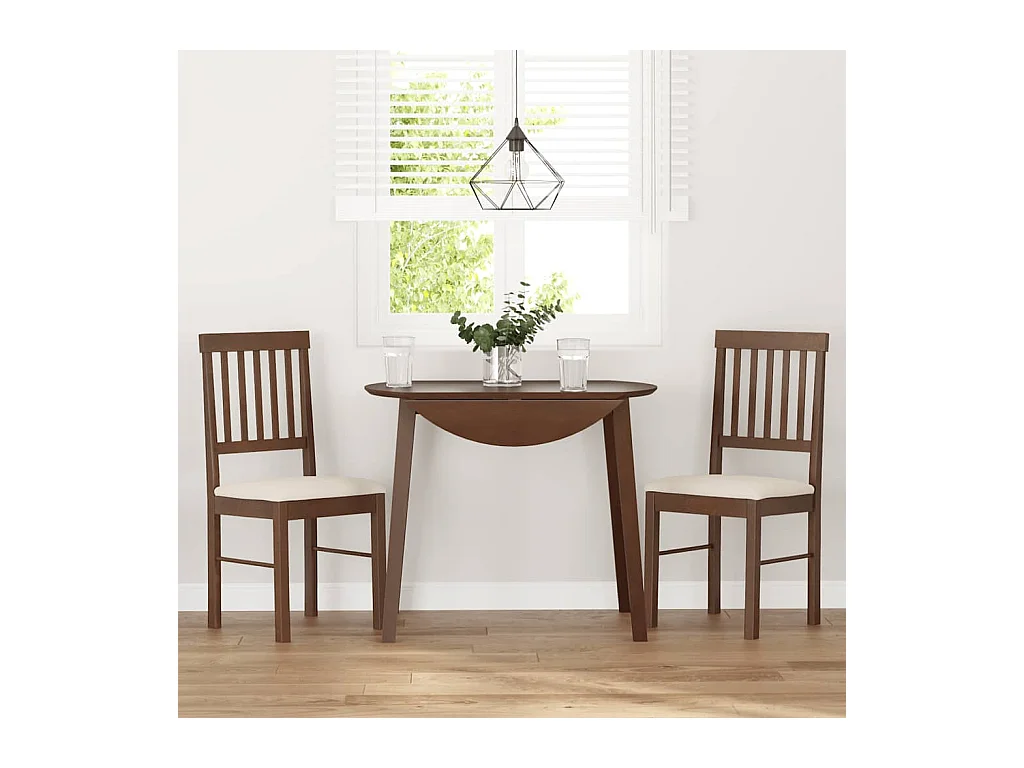 Chaises à manger coussins 2 pcs marron bois massif caoutchouc