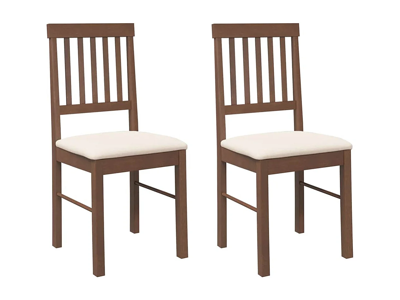 Chaises à manger coussins 2 pcs marron bois massif caoutchouc
