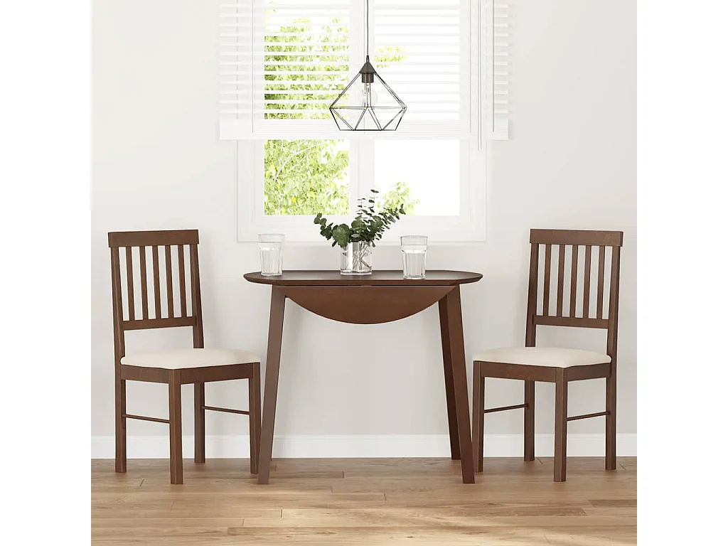 Chaises à manger coussins 2 pcs marron bois massif caoutchouc