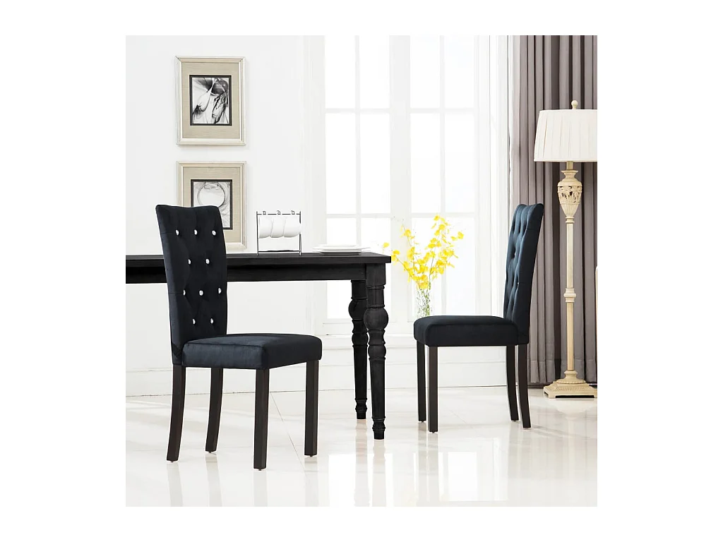 Chaises à manger lot de 2 Noir Velours