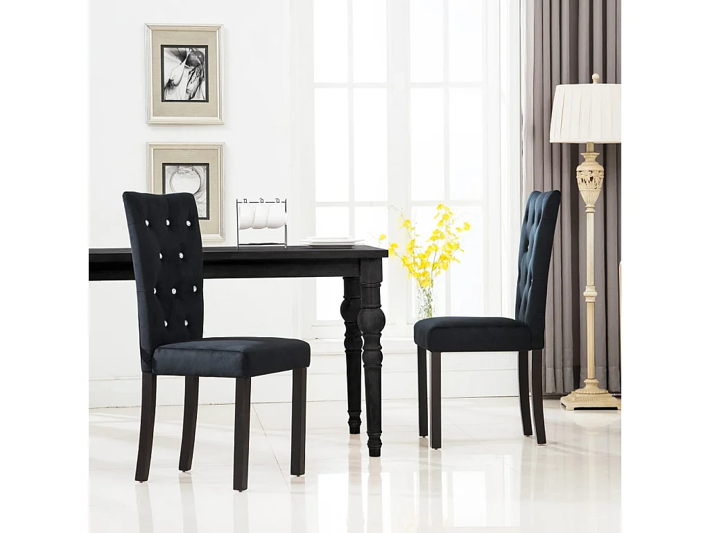 Chaises à manger lot de 2 Noir Velours