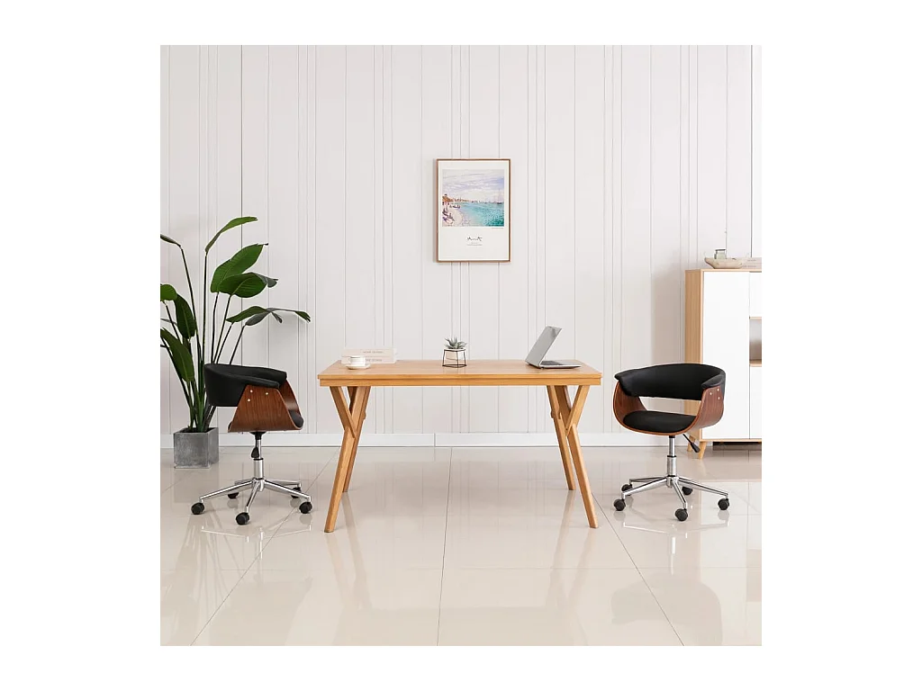 Chaises pivotantes à manger lot de 2 noir similicuir