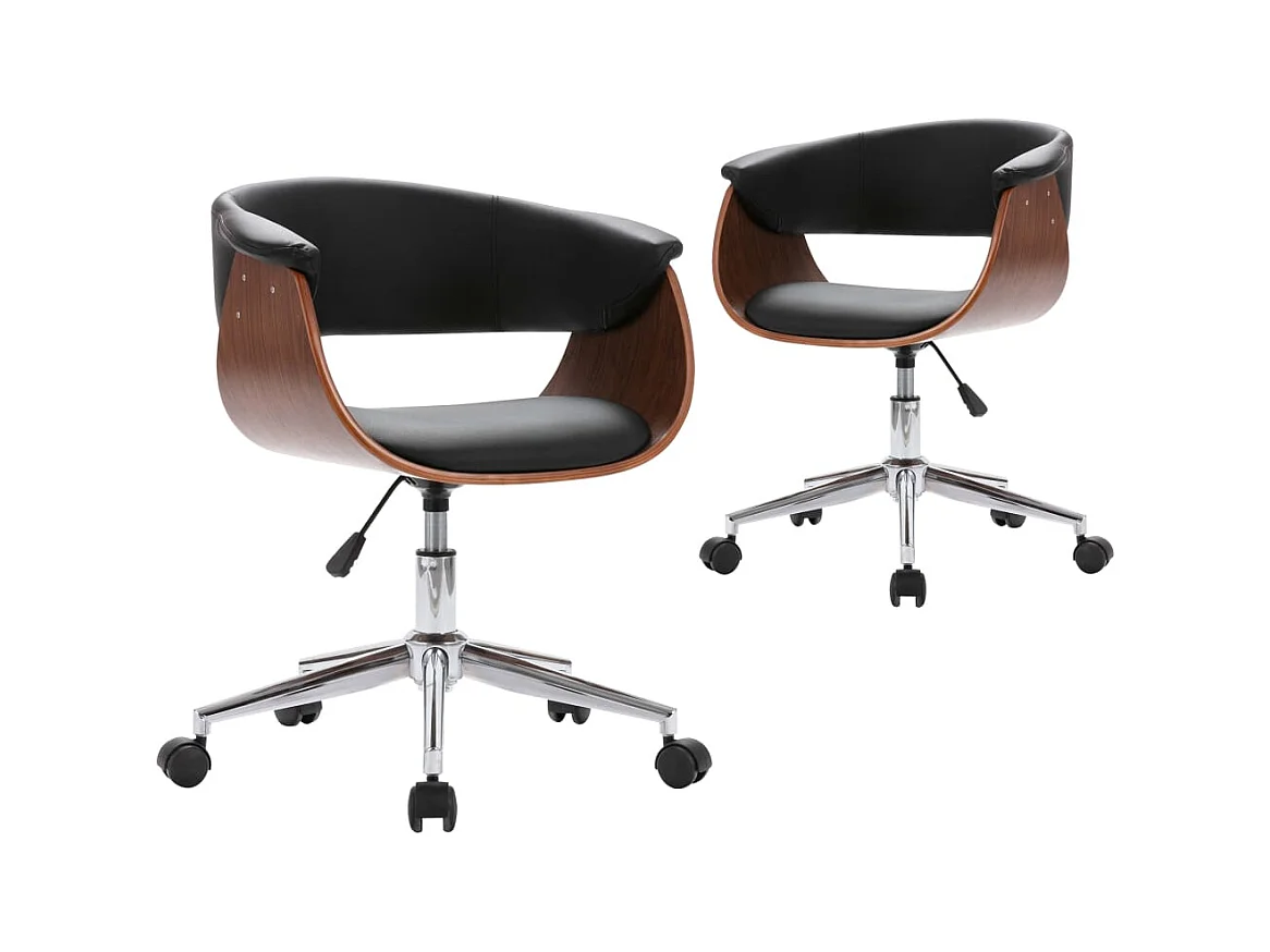 Juego de 2 sillas de comedor giratorias de polipiel negra